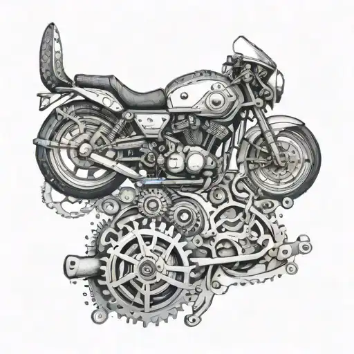 Design A Dotwork Tattoo Of A Water Motorcycle With Gears Inspired By Ironwork