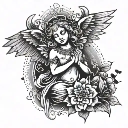 Black Mandala Gardian Angel