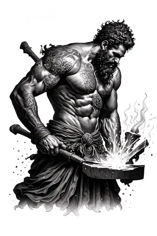 Realism Hephaestus God Blacksmith Striking