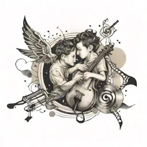 Boys Love Themed Tattoo With A Musical And Dance Element Incorporated