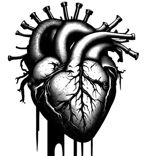 Half Mechanical Human Heart With A Woman Screaming In Pain And Crying In The Middle