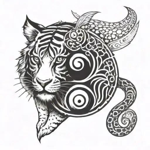 A Tiger And Bunny In A Yin-yang Symbol Representing Balance And Harmony