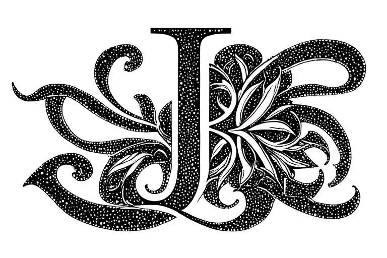 Tribal Tattoo Monogram Using The Letters J Fine Line