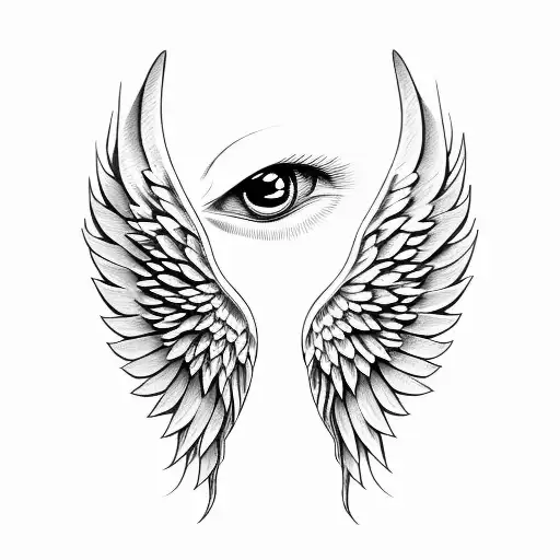 Angel Wings With Eyes And Halo