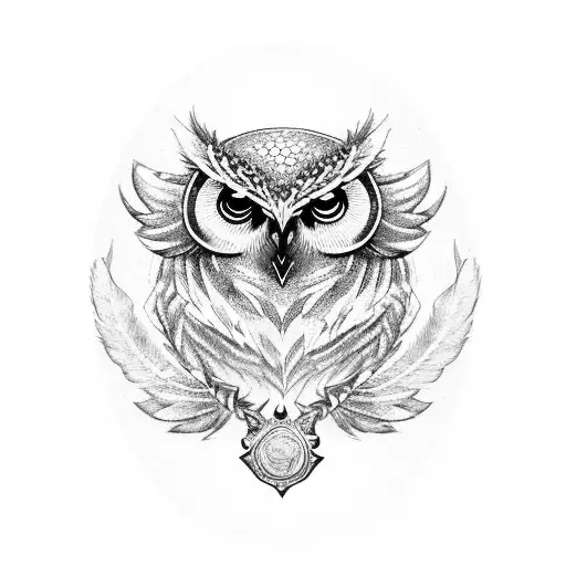 A Police Badge Surrounded By Owl Feathers
