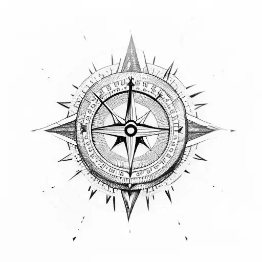 Mountain With Compass And Lines