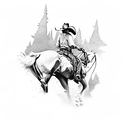 Western Cowboy On Horse