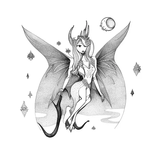 Fairy Dragon And Moon