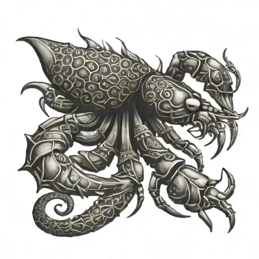 An Intricate Scorpion Design Incorporating Indigenous Patterns