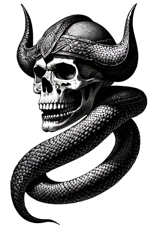 Viking Skull With Snake Wrapping