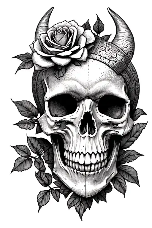 Viking Skull And Roses