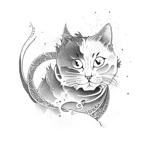 Cat With Kanagawa Waves