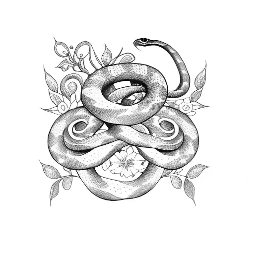 Snake With Wild Flowers Around It