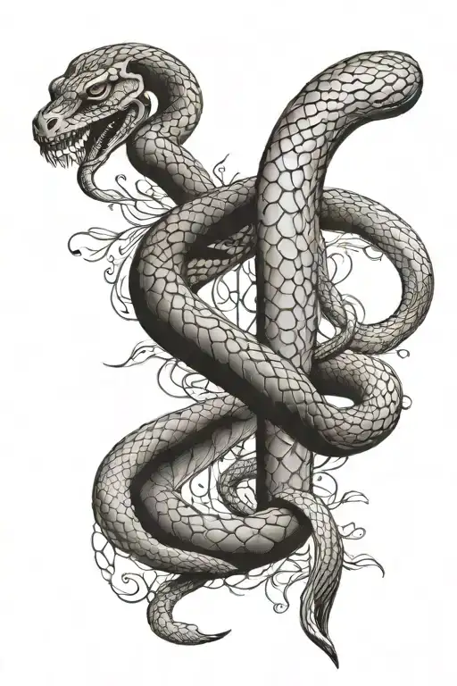 A Continue For A Sleeve That Has A Snake And Dagger