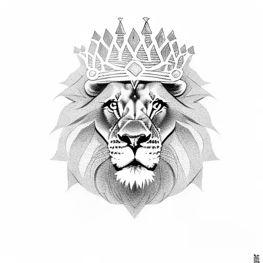 Lion With Crown On His Head With White Dove