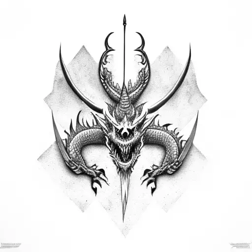 Gangster Dragon Skull With Knives