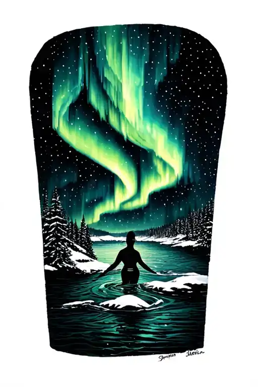 Winter Swim Northern Lights