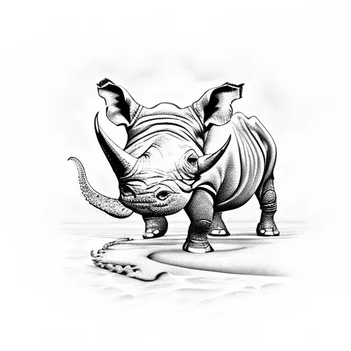 Rhino And Octopus Chillin On The Beach