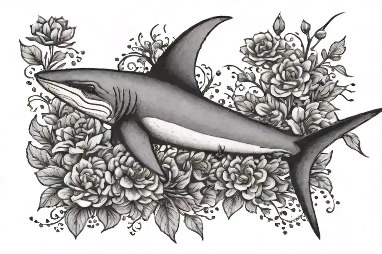 Thresher Shark And Flowers