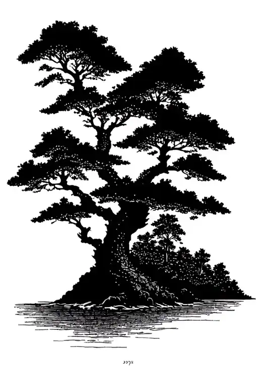 Landscape Tree Sea And Sky