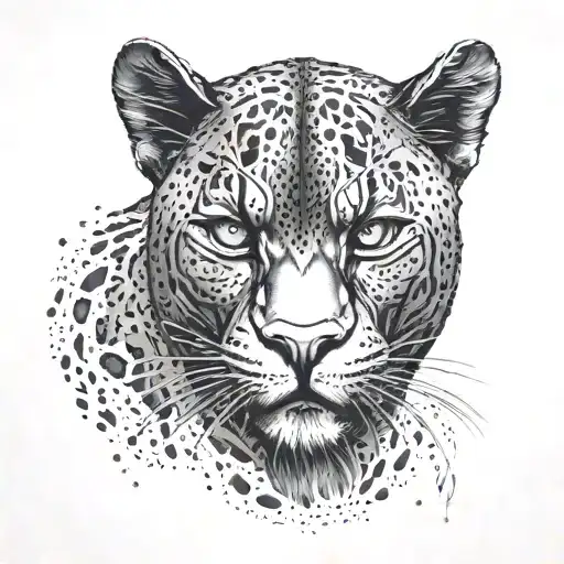 A Front Faced Looking Ahead Black Panther With An Angry Intimidating Look