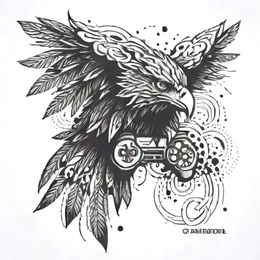 A Combination Of A Playstation Controller And An Eagle's Wings Forming A Unique And Abstract Design