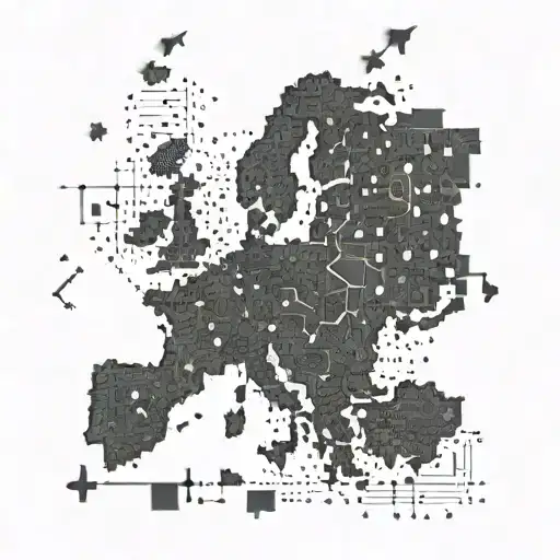 A Map Of Europe Made Up Of Musical Notes And Golf Tees