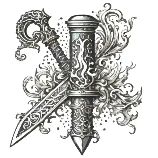A Lighter Morphing Into A Flaming Sword Symbolizing Strength And Power