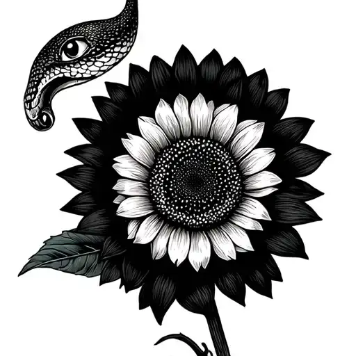 Sunflower With Snake