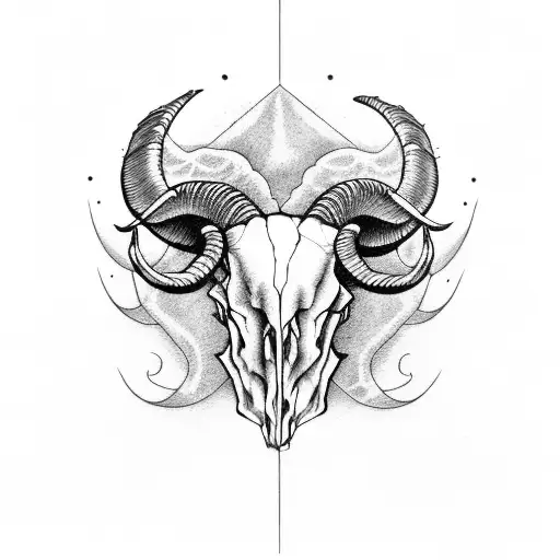 Ram Skull With Barbed Wire On The Horns