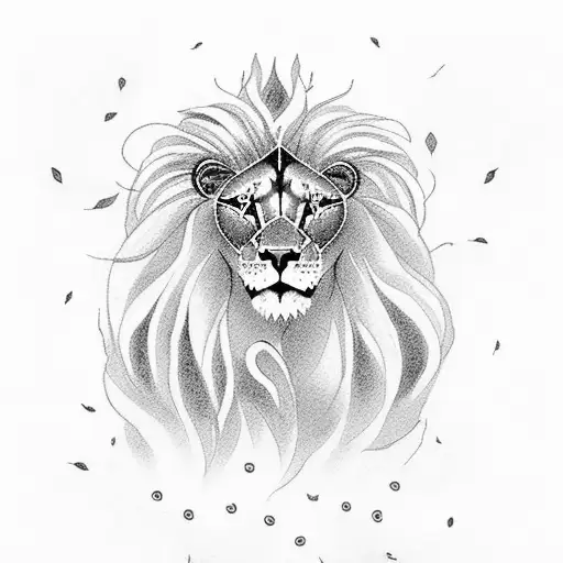 Stormy Sky With Lighting A Lion And Roses