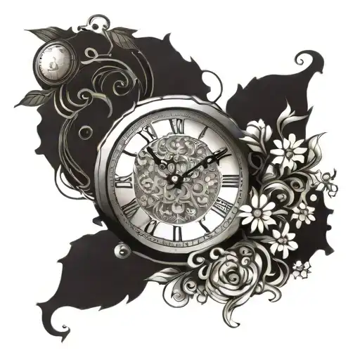A Stylized Clock Showing The Time 'October 2003' With Intricate Floral Elements Surrounding It