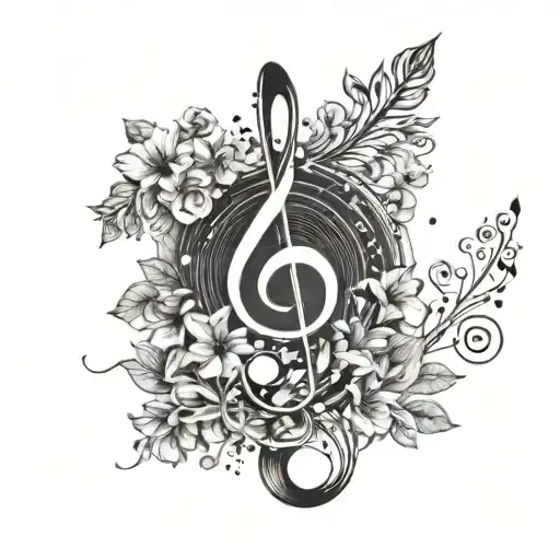 A Music Staff With Delicate Flowers Growing Along The Lines