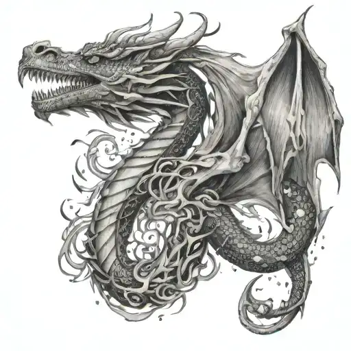 A Dragon Breathing Fire With Musical Notes Swirling Around It