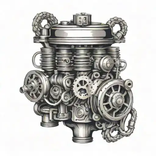 A Vintage Car Engine With Snake Coils And Bones As Pistons