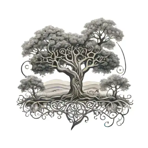 Design A Tattoo Of A Family Tree With Celtic Symbols Representing Each Family Member