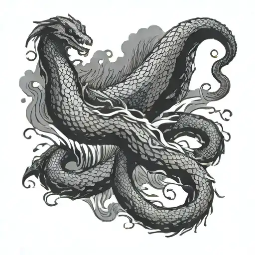 A Mythical Sea Serpent Emerging From The Ocean