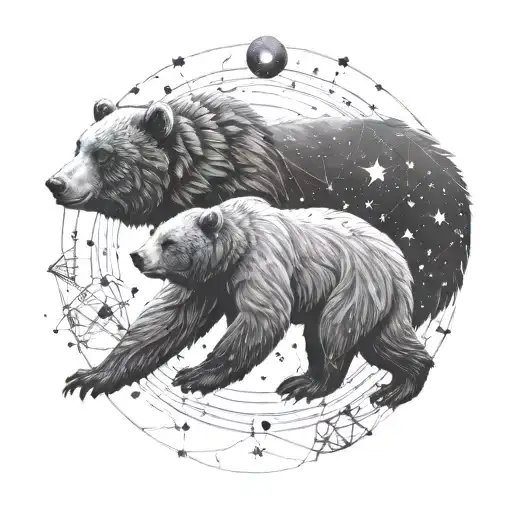 An Intricate Design Of A Bear Constellation Intertwined With Family Symbols