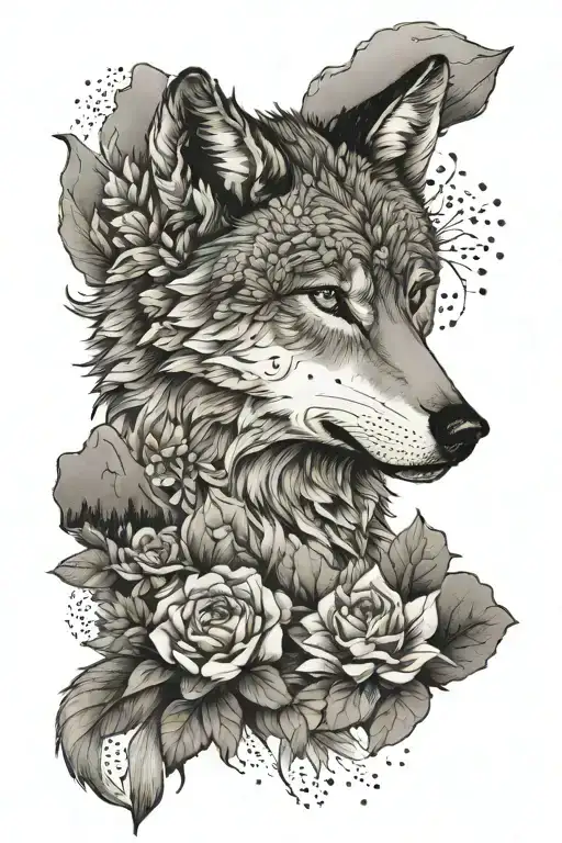 Wolf Floral Mountains Lake Surrounded