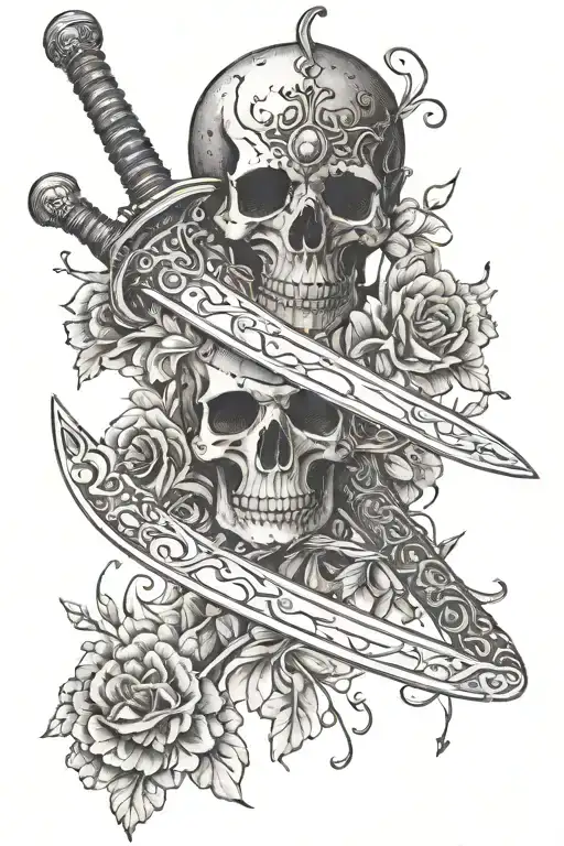 A Sword With Momento Mori Written On The Blade And Handle