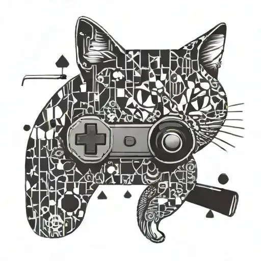 A Gaming Controller Morphing Into A Cat With Pixelated Details