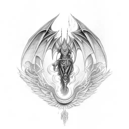 Dragon Wings On Angel Of Redemption