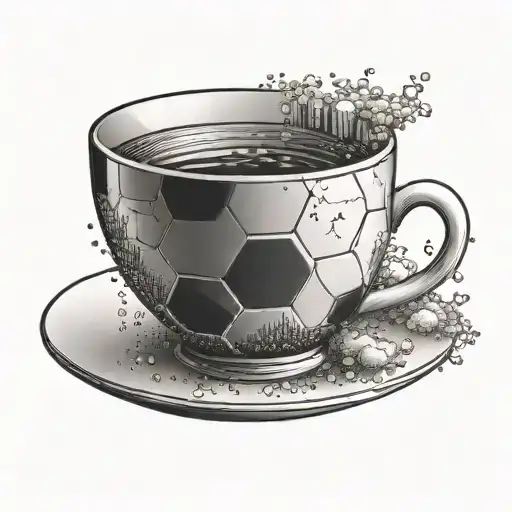 A Tea Cup With A Soccer Stadium Inside