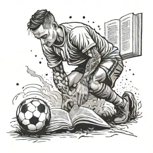 A Soccer Player Reading A Book On The Field