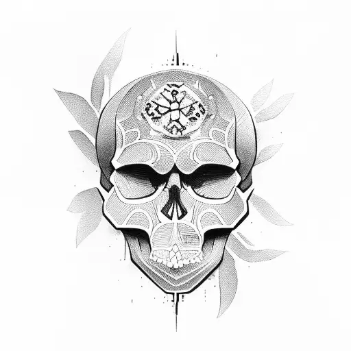 Skull With Suites Carved Into Head