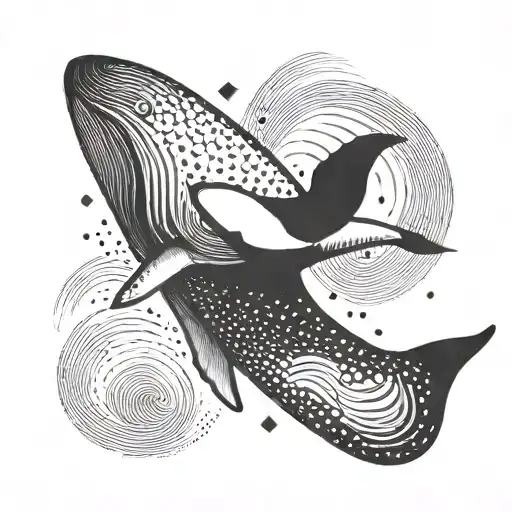 An Abstract Design Of A Whale With A 52 Hertz Sound Wave Pattern