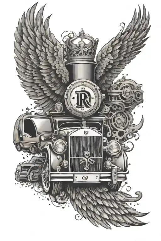 Create A Detailed Rolls Royce Gang Emblem With Subtle Gun Motifs