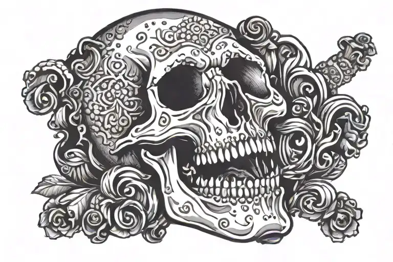 Open Mouth Skull Surrounded