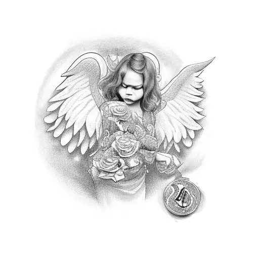 Angel Con Bolsa De Dinero Y Rosas