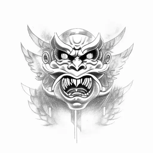 Oni Mask With Angel In Between